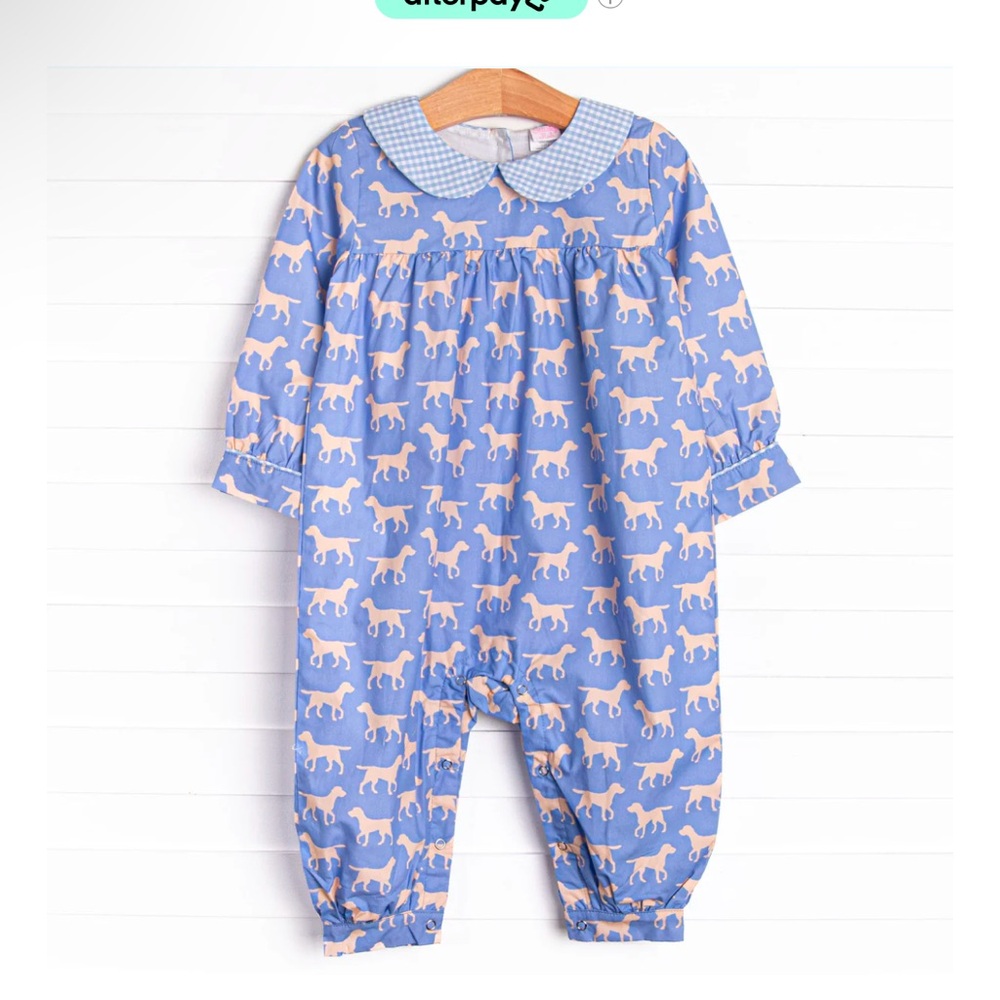 Stitchy Fish Puppy Dog Blue Romper Size 2T